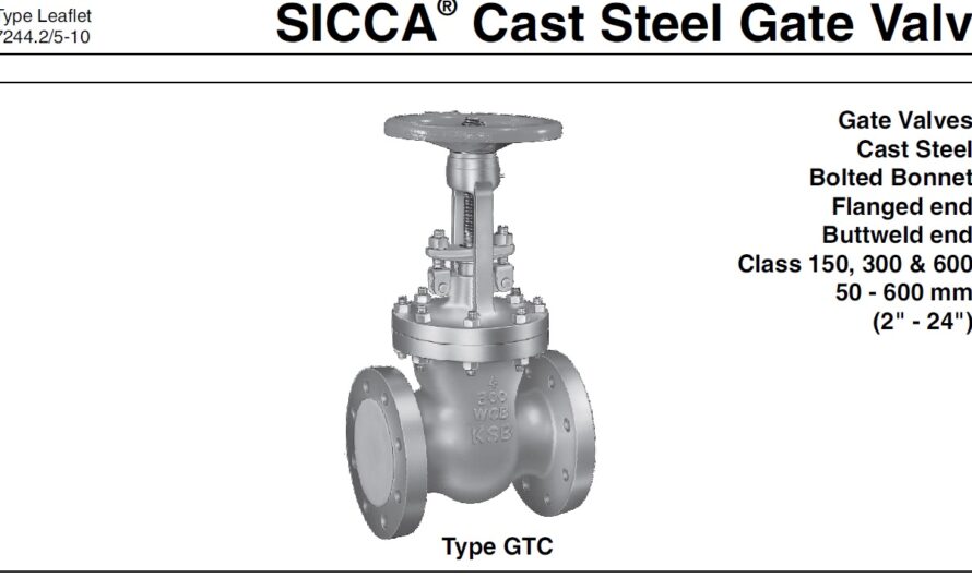 Cast Steel Gate Valve | Gate Valve | SICCA | KSB Make | Bolted Bonnet | Flanged end | Buttweld | end Class 150, 300, 600 | Size 50 – 600 mm (2″ – 24″)